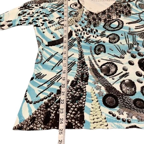 Alison Sheri Long Sleeve Abstract Print Top with Sequin Embellishment Size Large - Picture 9 of 10